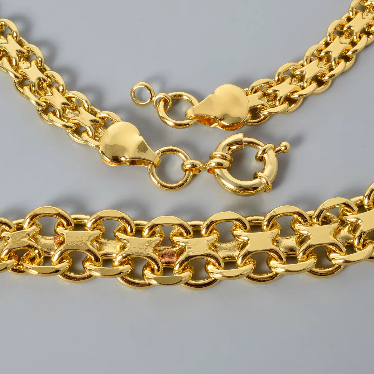 Luxury 18K Gold Plated Jewelry Set round Beads Necklace Bracelet for Womens Dubai Wedding Gifts Copper Chain Jewelry Accessories