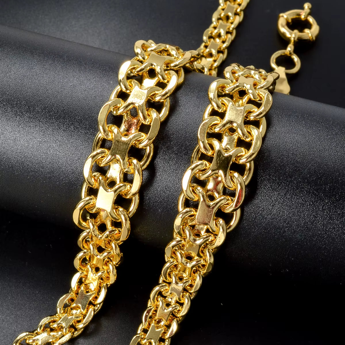 Luxury 18K Gold Plated Jewelry Set round Beads Necklace Bracelet for Womens Dubai Wedding Gifts Copper Chain Jewelry Accessories